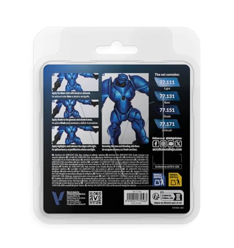 Vallejo - Sapphire Blue Set, True Metallic Metal, 4 Bottles x 0.6 fl.oz. - color: Sapphire Blue