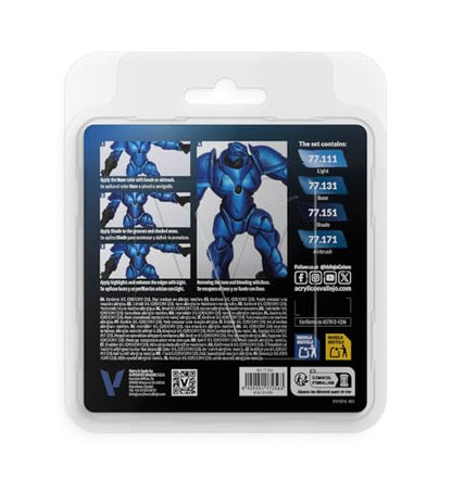 Vallejo - Sapphire Blue Set, True Metallic Metal, 4 Bottles x 0.6 fl.oz. - color: Sapphire Blue