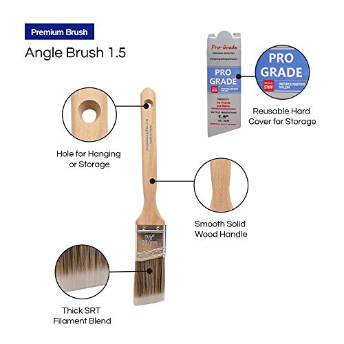 Pro Grade Angle Paint Brushes, Paint Brush Set for Trim & Walls, 6 Pc | Sash & cut-in detail | Furniture, cabinets, doors & fences | Interior & exterior | Latex, oil & stain | Medium stiff bristles