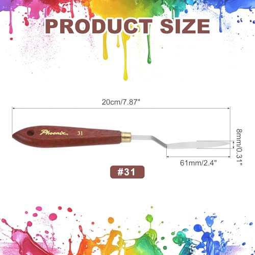 MECCANIXITY Pack of 1 Palette Knife No.31, 7.9" Long Palette Knives with Stainless Steel Flexible Spatula Pallet Knife and Wood Handle for Scraping, Mixing, Oil Acrylic Painting Canvas - style: No.31