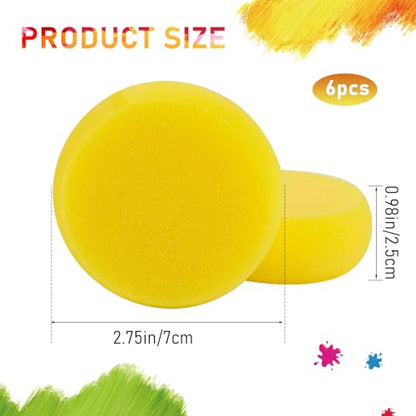 6 Pcs Pottery Sponges, Round Painting Sponge 3inch Yellow Artist Sponges Craft Clay Sponge Watercolor Sponges for Face Painting Pottery Ceramics Art Crafts