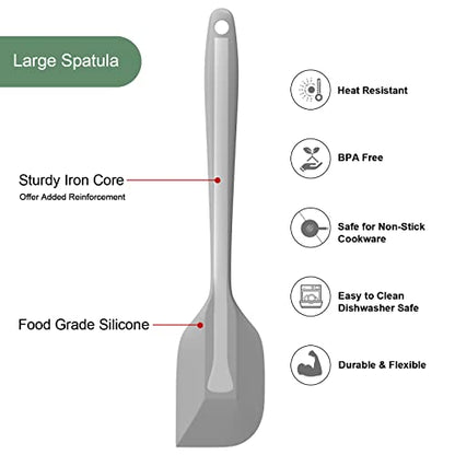 Silicone Spatula Set, Premium Spatulas Silicone Heat Resistant 2 Small & 2 Large Flexible Scraper for Nonstick Cookware, Rubber Spatula for Kitchen Mixing Baking Cooking Use, Soft Spatula - Gray - color: 2 small(dark-gray)+2 large(light-gray)