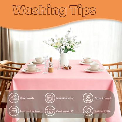 TWINPRET Rectangle Tablecloth 60 x 102 Inch, Pink Waterproof Washable Polyester Table Cloth - Stain & Oil Resistant Rectangular Table Cover for Banquet & Party (Fits 6 Foot Tables) [2 Pack] - color: Pink, size: 2 Pack 60*102 In