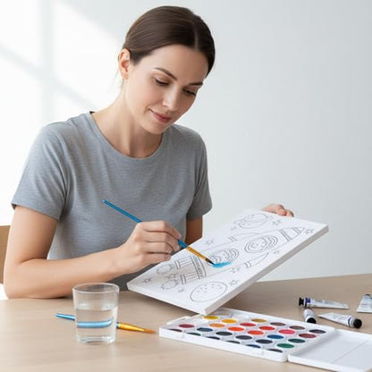 Fulmoon 24 Pcs Pre Drawn Canvas for Painting for Adults Preprinted Bulk 7.8 x 5.8 Inch Pre-Stenciled Painting Canvas Panels for DIY Party Favor Gift Activities, 12 Style