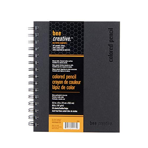 Bee Paper - 5.5"x 8" Bee Creative Color Pencil Drawing Journal - size: 5-1/2-inch x 8-inch, 50 Sheet Art Journal, style: Colored Pencil Art Journal