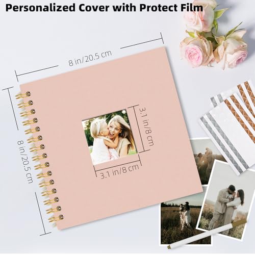 Vienrose Scrapbook Album Gift Set, 8x8 Inch, 40 White Pages, Pink - color: Pink, size: 8x8Inch 20Sheets 40Pages