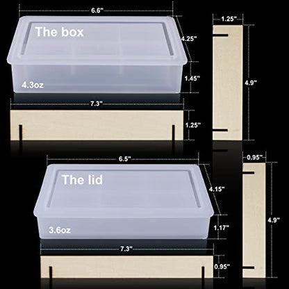LET'S RESIN Storage Box Molds, Silicone Resin Box Molds, Storage Container with Sliding Lid Design, Epoxy Moulds Silicone for Resin Casting, Jewelry, Tarot Cards, Makeup