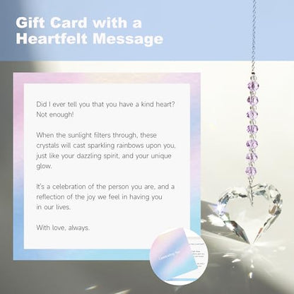 Celebrating You Rainbow Maker, Birthday Gifts for Women, Friendship Gifts | Matching Gift Card, Gift Box & Bag | Crystal Heart Suncatcher | Brighten Every Day with Rainbows | Sweet Lavender - color: Sweet Lavender