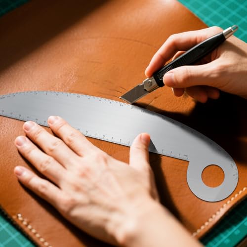 ORIGACH Stainless Steel Vary Form French Curve Ruler, 11.4x3.4 Inch | viation Aluminum Hip Curve Ruler Metal Measuring Stencils for Leather Sewing DIY Craft Supplies