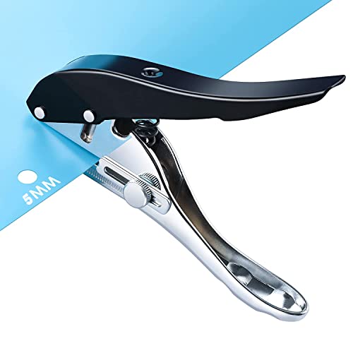 5MM Single Hole Punch - Heavy Duty Paper Puncher for Tags, Cards, Plastic, Cardboard - Portable Hand Held - color: 5MM BLACK