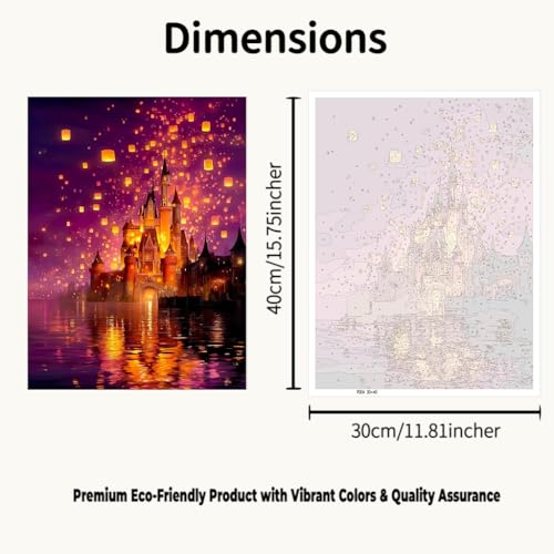CraftBliss Paint by Numbers for Adults, Magical Sky Lantern Castle, DIY Acrylic Oil Painting Kit on Canvas, Fantasy Landscape Wall Art for Beginners, Home Decor Gift for Art Lovers, 12x16 inch