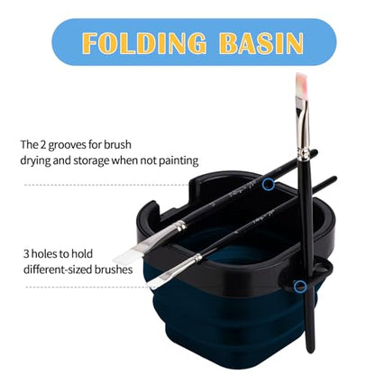 Falling in Art 16 Wells Airtight Paint Palette with Lid, Blue - color: Blue