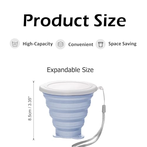 Silicone Collapsible Cup,Collapsible Cups for Camping,Folding Cup with Lids,Collapsible Coffee Cup,Reusable Drinking Mugs Cup (Blue) - color: Blue