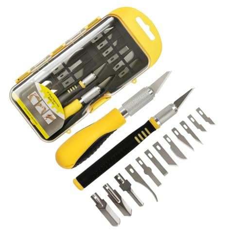 Premium Craft and Exacto Knife Set with 14 Blades - Ideal for Art and Architecture Modeling, Scrapbooking, Engraving, and Sculpture - Perfect for DIY Crafting, Hobbyists, and Professionals (Yellow) - color: Yellow
