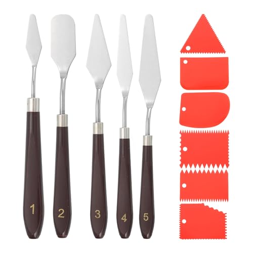 PATIKIL Painting Knife Set Spatula Palette Scraper Stainless Steel 11Pcs | Pallet with Wood Handle for Oil Acrylic Color Mixing Supplies