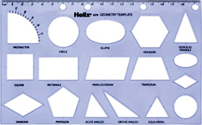 Maped Helix USA - Geometry Shapes Drawing Template - 17 Shapes - Educational Tool - Enhances Precision - Ideal for Drafting & Design - 20cm Ruler | Educational Tool - Enhances Precision - Ideal for Drafting and Design - Architectural Stencil - School Supp