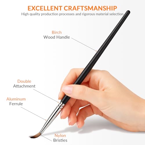 Bougimal 26pc Paint Brush & Palette Knife Set with Waterproof Roll Up Case | No-shed Full-size Black Artist Brushes (Flat, Filbert, Fan, Dagger, Cat Tongue, Round) for Acrylic, Oil, Watercolor - color: Black