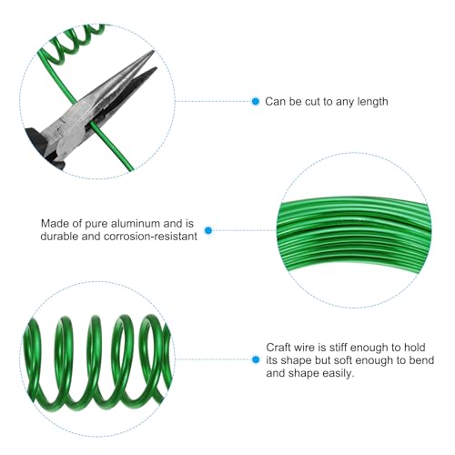 PATIKIL 32.8ft Aluminum Wire, 1pcs Jewelry Wire Aluminum Craft Wire 3mm 9 Gauge Wire Metal for Jewelry Making Beading Crafting Pendants Art, Green - color: Green, size: 3mm