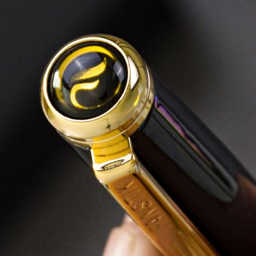FANSTIK Black & Gold Luxury Rollerball pen, fancy gift set for women, Real 24K Gold Plating, Professional executive pen gift set for men (Lux Rollerball Black-Gold) - color: C RollerBall Black-Gold