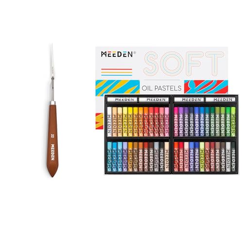 MEEDEN Soft Oil Pastels Set 48 Colors with Extra 4 White and 9.09" Artist Oil Painting Knife