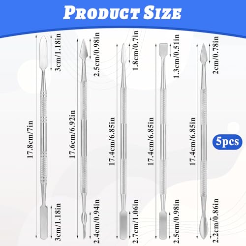 Clay Sculpting Tools, 5 PCS Stainless Steel Pottery Spatula Wax Carving Tools Set Double-Ended Polymer Clay Tools Kit for Modeling, Embossing, Sculpting and Shaping Miniatures