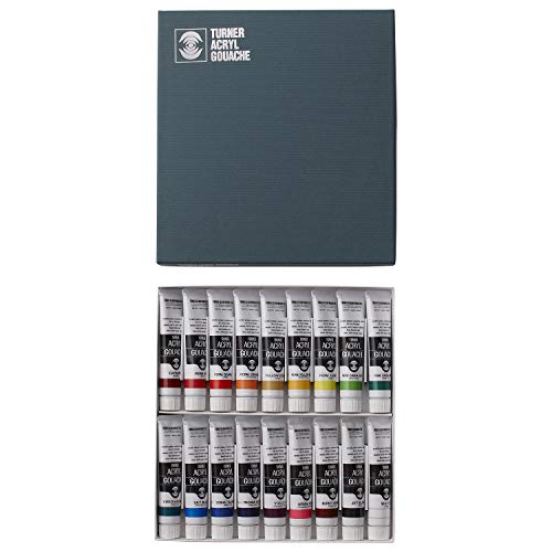 Turner Acrylic Paint Set Artist Acryl Gouache - Super Concentrated Vibrant Acrylics, Fast Drying, Velvety Matte Finish - [Set of 18 | 20 ml Tubes] - size: 12.06 Fl Oz (Pack of 1)