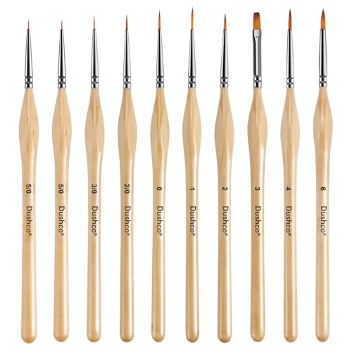 Small Paint Brush Set, 10 pcs Thin Paint Brushes for Fine Detailing