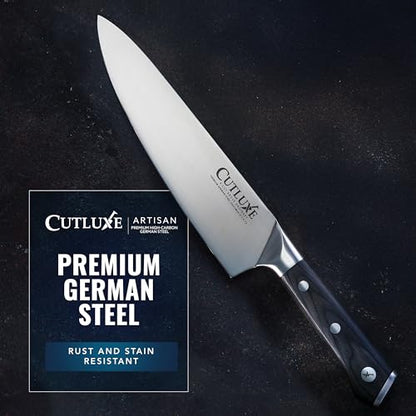 Cutluxe Kitchen Knives, 5-Piece Chef Knife Set – Razor Sharp German Steel | Full Tang Ergonomic Handles, Professional Blades – Artisan Series, Forged High Carbon - size: 5 Pcs Knife Set without Block