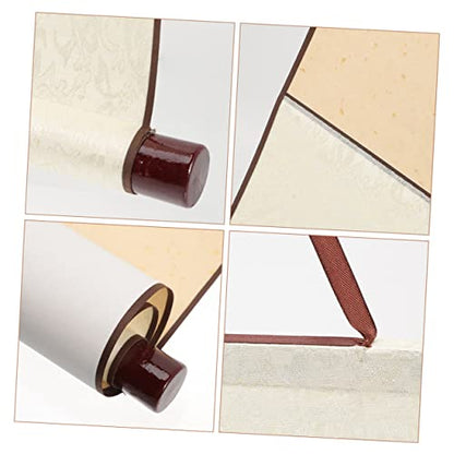 EXCEART Blank Hanging Scroll Paper 3 Pcs Chinese Calligraphy Art Scrolls with Wooden Rods Thick Painting Paper Roll for Writing Drawing Home Display 31.88 X 11.81 in - color: Light Yellow
