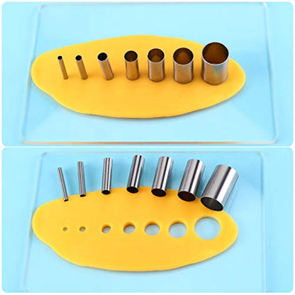 Honoson 23 Pcs Clay Sculpting Tools Set with Roller Cutters,Yellow | Acrylic Mat, Metal Round Cutters, Scraper Board, Ideal for Polymer Clay Crafts, Art Sculpting, Shaping and Modeling Projects - color: Yellow