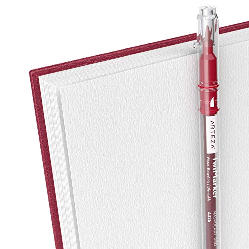 ARTEZA Watercolor Sketchbook, 2-Pack, 64 Pages Each, 9 x 12 Inches, Pink Hardcover, 140-Pound Spiral-Bound Paper - color: Pink, size: 9x12 inch - 2 pack