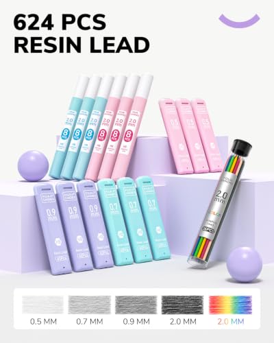 Four Candies 36PCS Mechanical Pencil Set with 624 Refills (Light Purple) - color: Light Purple