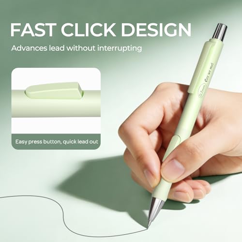 Nicpro Pastel Mechanical Pencil Set, 0.7mm Cute Pencils, Fast Click, 4 Pack | Mechanical Pencils Bulk, 8 Tubes HB Lead Refills, Erasers+9 Refills, Storage Case, for School Writing Drawing Note Taking - style: 4PCS-0.7mm