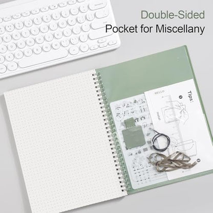 AHGXG Dotted Journal, Grid Spiral Notebook, 110 Pages, A4 (8.5" x 11") | 100 GSM Thick Dot Paper, Waterproof Plastic Cover Journals for Journaling, Sketching (Sage Green) - color: Sage Green, style: A4-Dotted
