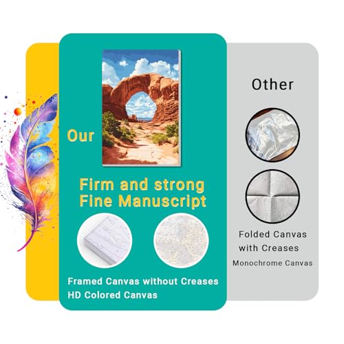 4 Pack Framed Paint by Numbers Kit for Adults Beginner Canvas Painting by Numbers for Adults National Park Easy Adult Paint by Number Kits with Frame Landscapes Watercolor Painting by Number 8x12 Inch - color: YFa0104