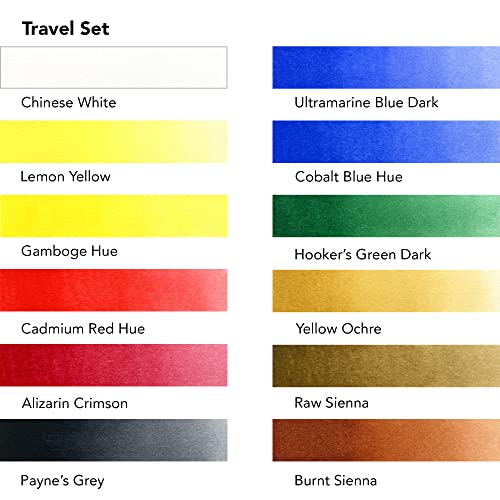 Daler Rowney Aquafine 12-pc Watercolor Travel Set - Watercolor Paint Set for Watercolor Paper and More - Watercolor Set for Artists and Students - Water Color Paint for All Skill Levels - size: 12 Count (Pack of 1), style: Travel Set