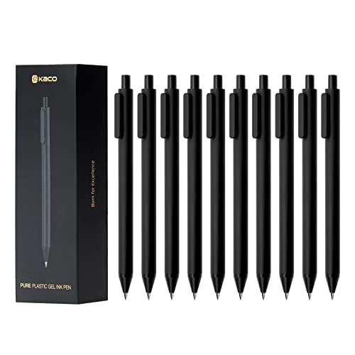 Kaco Gel Pens 0.5 mm Fine Point Black Ink 10PCS, Quick Dry Smooth Writing | Aesthetic School Office Supplies Retractable Pens Low Center of Gravity - color: 0.5mm 10 PCS Black