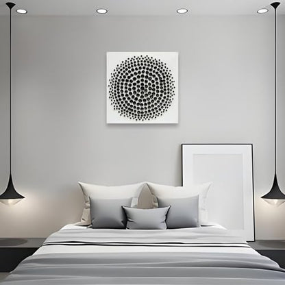 Art Hand Painted Black and White Abstract Texture Art Oil Painting Modern Art Canvas Wall Art Deco 24x24 inches - color: Yi071