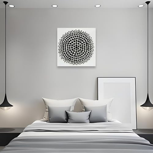 Art Hand Painted Black and White Abstract Texture Art Oil Painting Modern Art Canvas Wall Art Deco 24x24 inches - color: Yi071