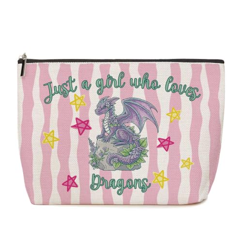Funny Dragon Gifts for Girls Makeup Bag Pink Striped Cosmetic Bag - color: Multicolor 1773