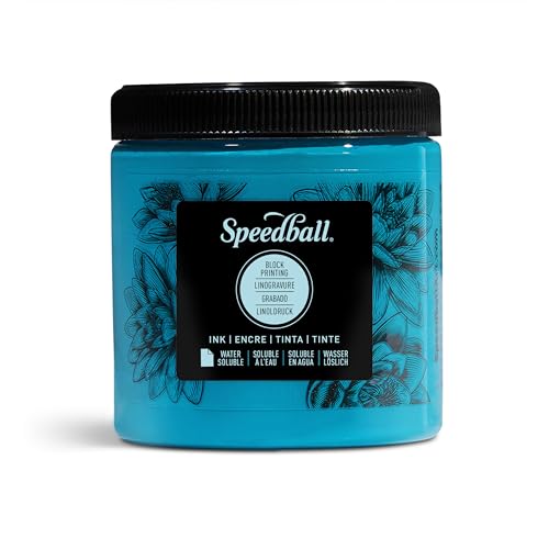 Speedball 3809 Water Soluble Block Printing Ink – Bold Color With Satin Finish AP Non-toxic 8 Fl. Oz., Turquoise - color: Turquoise, size: 8 fl oz