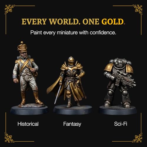 Ludus Bellum Miniature Paint Gold Color 18ml Precision Dropper Bottle | Professional Acrylic Paint for Miniatures & Models, Provides Quality Acrylic Tones and Shades for Warhammer 40K D&D Figures - color: Gold