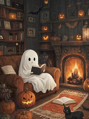ARPADAMO Halloween Diamond Art Kits for Adults Cute Ghost Campfire 12x16in - color: DP04090