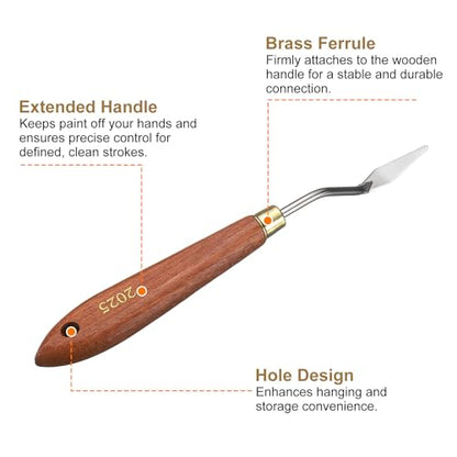 HARFINGTON 2pcs Palette Knife Painting Tool 1.18" x 0.39" Stainless Steel Teardrop Blade 7.09" Length Spatula Painting Pallet Knives with Hole Beech Wood Handle for Acrylic Canvas, Red/Silver - size: 7.09" x 0.39" x 1.18"