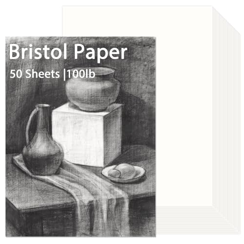 gisgfim 50 Sheets Bristol Paper Smooth 9×12 inches 100lb/270g Artist Paper for Adults and Students Markers Pen and Ink - size: 9×12