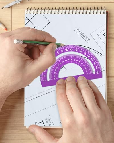 Honagu Triangular Ruler Set, 4 Pieces Aluminum Alloy Ruler, Metal Drafting Ruler, Geometric Protractor for Students, Draftsmen, Engineers, School Office Supplies (Purple) - color: Purple