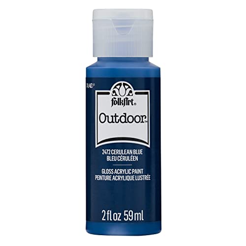 FolkArt Outdoor Acrylic Paint in Assorted Colors (2 Ounce), 2472 Cerulean Blue - color: Cerulean Blue, size: 2 Fl Oz (Pack of 1)