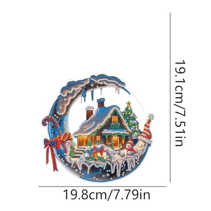 STGLCR Hanging Ornament Chirstmas House Diamond Painting Kits for Adults, Winter Diamond Art Kits for Beginners, 5D DIY Christmas Wreath Diamond Dot Art Pendants, Full Drill Moon Gem Craft 7.8 inch, - color: Christmas House