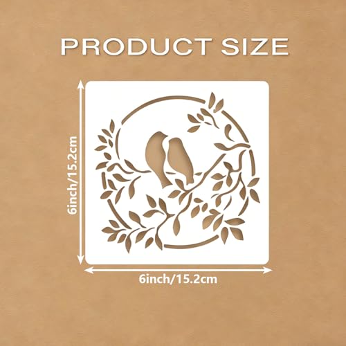 16 Pcs Birds Stencils for Painting Reusable Plastic 6×6 Inch Birds with Branch Stencils Drawing Templates for Crafts DIY Wall Canvas Notebook Knit Card Wood