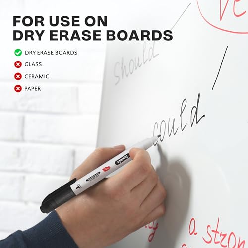 inamio 12 Dry Erase Markers Dual Tip, Ultra Fine & Broad, Pastel & Classic | Double Sided Whiteboard Markers, Ultra Fine Point Erasable White Board Pens, Non-Toxic for Kids, Teachers & Planners